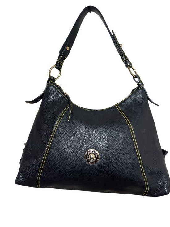 Dooney & Bourke Handbags - Dooney & Bourke Pebbled Leather Hobo Bag Black Yellow Stitch Shoulder Bag